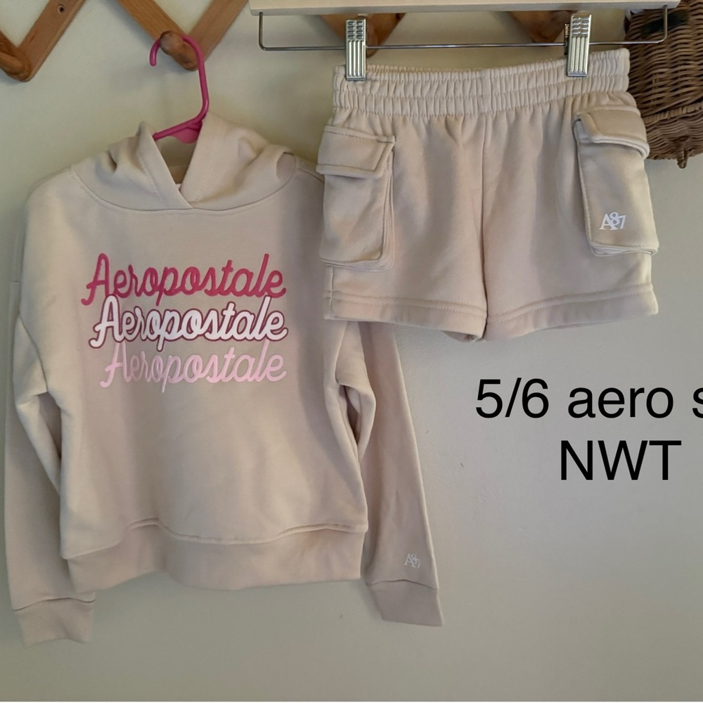 Aeropostale Kids Cream Hoodie and Shorts Set